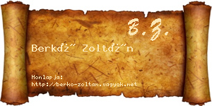 Berkó Zoltán névjegykártya